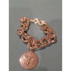Gold Chunky Chain Bee Charm Bracelet